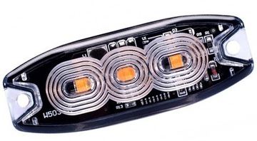 Lampa Stroboskop SLIM 9W pomarańcz 3 LED 12/24V
