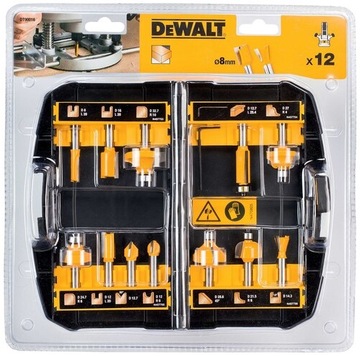 Osprzęt do frezarek DeWalt Zestaw frezów do drewna - 12 sztuki