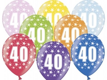Balony na 40 urodziny Czterdziestka 5 szt