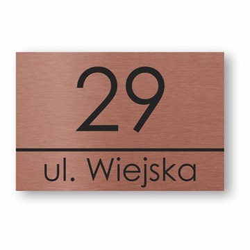 TABLICZKA ADRESOWA NUMER DOMU MIEDZIANA 30X20CM UV