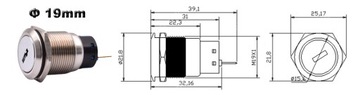 Бистабильный переключатель с ключом 19 мм