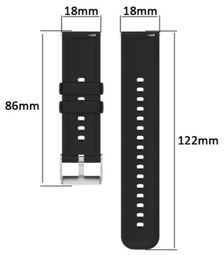 Sylikonowy Pasek 18mm Uniwersalny do Zegarka Smartwatcha Teleskopy Czarny