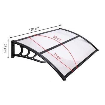 DASZEK NAD DRZWI ALU ZADASZENIE POLIWĘGLAN 120x80cm WEJŚCIOWE KLIME ŁUKOWY