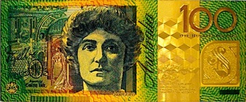 Коллекционная позолоченная банкнота АВСТРАЛИЯ 100 долларов ДЖОН МОНАШ