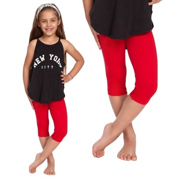 LEGGINSY DZIECIĘCE 3/4 GETRY DZIEWCZĘCE CZERWONY