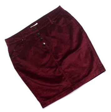 ESPRIT 42 XL SZTRUKSOWA SPÓDNICA BORDOWA BORDO PRZED KOLANO SZTRUKS