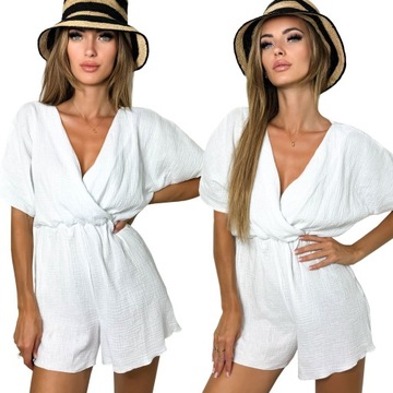 Kombinezon MUŚLINOWY letni damski oversize MUSLIN modny wygodny S/M