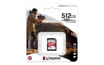 Карта памяти Kingston Technology Canvas React Plus 512 ГБ SDXC UHS-II, класс 10