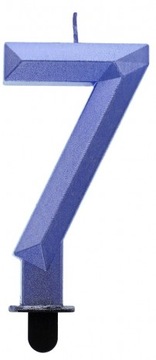 Świeczka Cyfra 7 Granatowa Dekoracja na Tort 7,6 cm