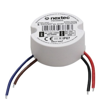 Zasilacz do puszki 50mm 12V 30W 2,5A dopuszkowy IP67 ODPORNY