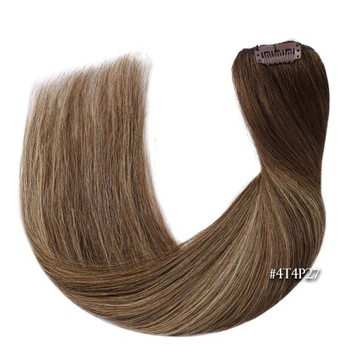 Шиньон 40 см, 7 лент на клипсах, 100% натуральные волосы # 4T4P27, омбре