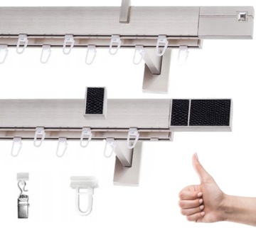 Karnisz aluminiowy SQUARE podwójny 140 cm GIĘCIE