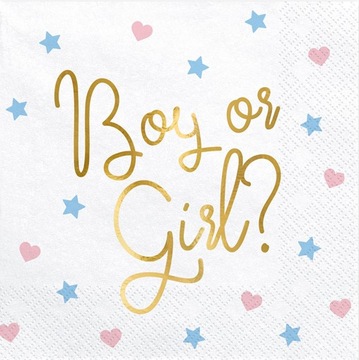 Serwetki - Boy or Girl?, 33x33cm baby shower