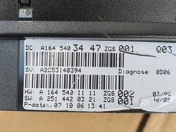 MERCEDES ML W164 PŘÍSTROJOVÁ DESKA A1645403447