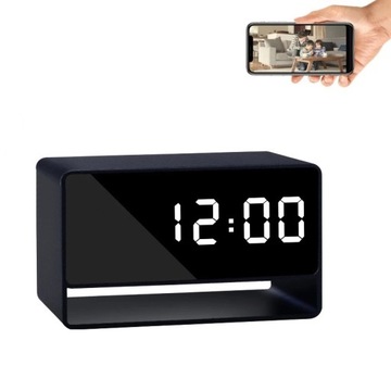 ZEGAR Z UKRYTĄ MINI KAMERĄ SZPIEGOWSKĄ BUDZIK FULL HD 1080P WIFI