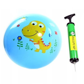 DINOZAUR GUMOWA PIŁKA DLA DZIECI PLAŻOWA SZKOLNA 23CM RÓŻNE KOLORY + POMPKA