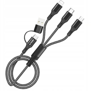 ZASILACZ SIECIOWY DO TELEFONU 20W 2 PORTY USB-C USB Z MOCNYM KABLEM 3W1
