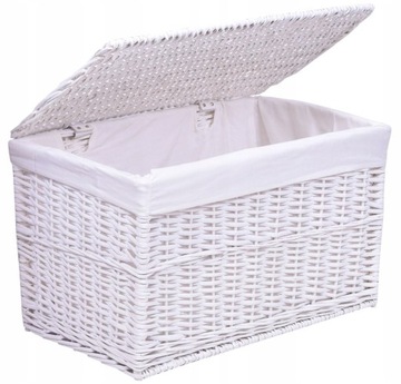 Kufer wiklinowy 66x40x40 cm - 105L - biały