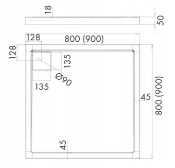 Kabina prysznicowa 90x90 brodzik slim czarny stone
