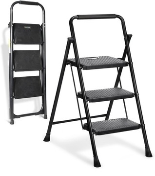 DRABINA DOMOWA BIUROWA 3 STOPNIOWA SKŁADANA LEKKA DUŻE 3 STOPNIE SCHODKI