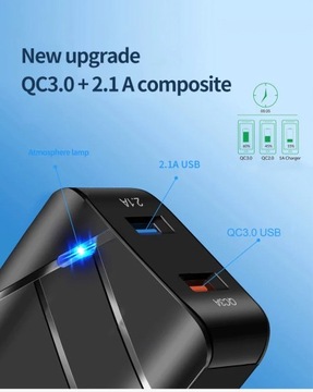 Двойной USB Qc3.0 2.1a Двухпортовый многопортовый зарядное устройство для мобильного телефона Двойной
