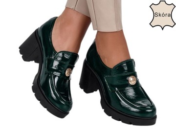 MOKASYNY DAMSKIE SKÓRZANE PÓŁBUTY LAKIEROWANE r 37