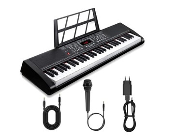 Keyboard 61 klawiszy 5 oktaw, 200 barw z mikrofonem i 2 głośnikami