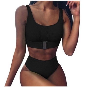 STRÓJ KĄPIELOWY DAMSKI DWUCZĘŚCIOWY KOSTIUM WYSOKI STAN TOP BIKINI KOLORY M