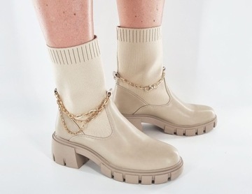 НОВЫЕ БЕЖЕВЫЕ БОТИНКИ НА ЭЛАСТИКЕ 40