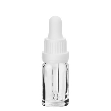 Butelka szklana bezbarwna 10 ml z pipetą białą