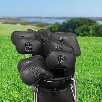 10 шт. в упаковке, железные головные уборы для гольфа с вышитым номером, аксессуары для гольфа, черный цвет