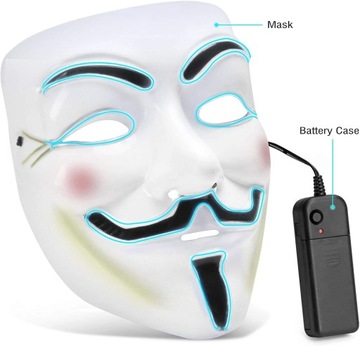 LED MASKA ANONYMOUS V JAK VENDETTA ACTA HALLOWEEN