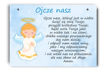 Niebieska tablica modlitwa Ojcze Nasz A3