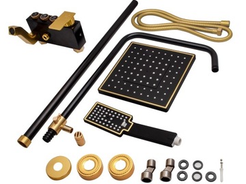 Верхний душ-дождь, излив 1,5 м, черный кран