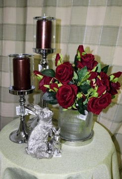 ŚWIECZNIK METAL/SZKŁO 50,5CM