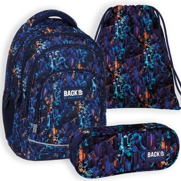 ZESTAW 3W1 PLECAK SZKOLNY BACK UP PIÓRNIK WOREK MIASTO