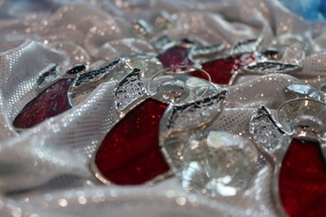 Витражные ангелы, НАБОР из 5 шт., красный, рифленый