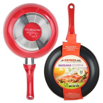 PATELNIA SOLIDNA 22 CM ALUMINIOWA GAZ PŁYTA GRZEWCZA DO SMAŻENIA NON STICK