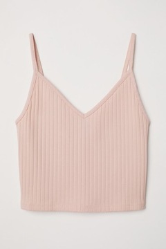 H&M Krótki dżersejowy top bluzka V-neck 34 XS