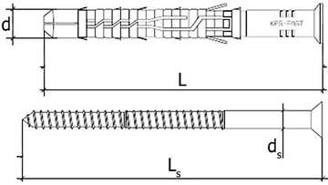 Kołki ramowe rozporowe 10x100 KLUCZ+TX torx 50szt