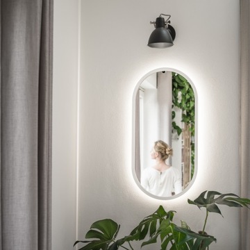 LUSTRO OWALNE W BIAŁEJ RAMIE 40x80 LED JAKOŚĆ!