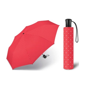 Automatyczna składana parasolka do torebki 27,5 cm w groszki czerwona