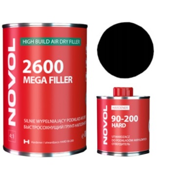 NOVOL MEGA FILLER 2600 PODKŁAD AKRYLOWY WYPEŁNIAJĄCY SZYBKOSCHNĄC CZARNY 1L