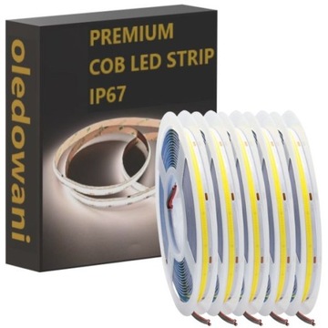 Taśma COB 480 Led/m 9W BIAŁA NEUTRALNA 4000K 12V IP67