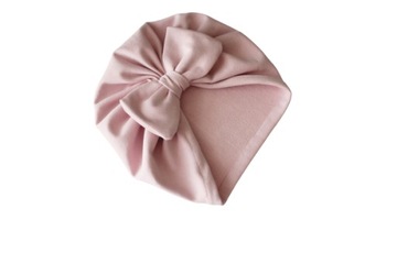 Czapka turban brudny róż kokarda dresowy 42-44