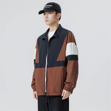 Mens Reflective Striped Jacket Zipper Up Varsity J