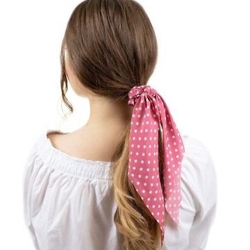 РОЗОВЫЙ шарф и резинка для волос в горошек