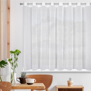 Широкая белая штора из этамина 400х150 на люверсах