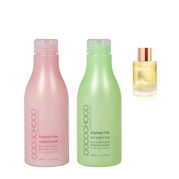 Cocochoco szampon + odżywka po keratynowym 2x400ml+olejek 10ml UV