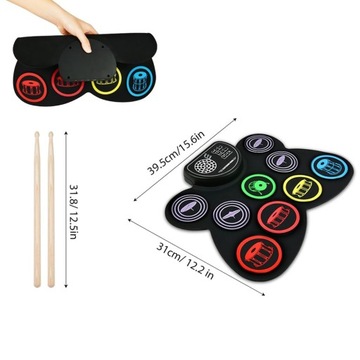 ПОРТАТИВНЫЙ ЭЛЕКТРОННЫЙ СИЛИКОНОВЫЙ БАРАБАН С 9 ПОДУШКАМИ ДЛЯ ДЕТЕЙ И НАЧИНАЮЩИХ